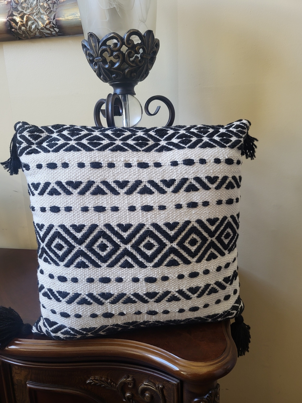 Geometric Black & White Accent Pillow